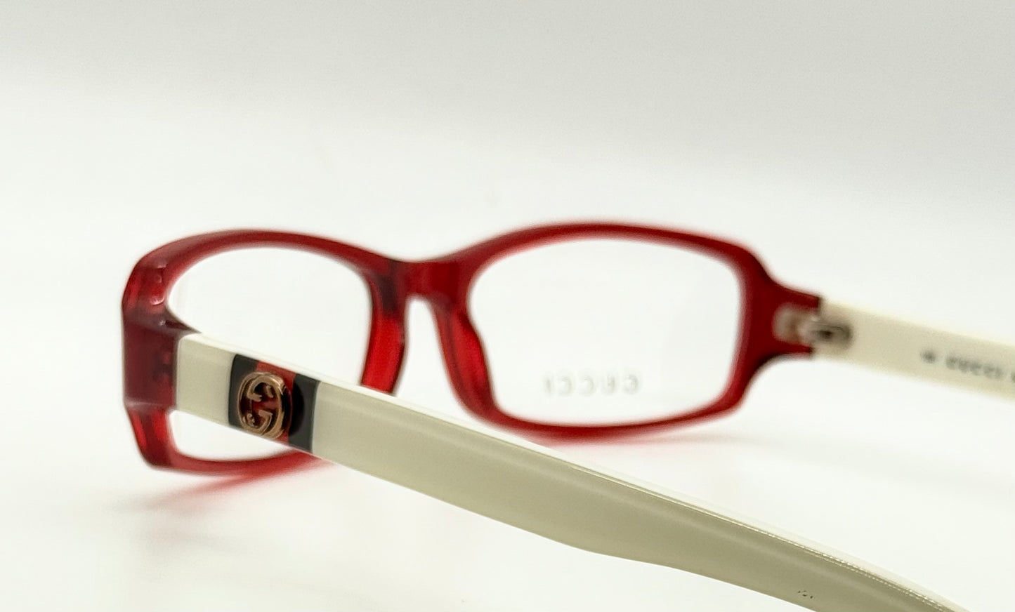 Gucci Gg 2568 Pr6 Red & Ivory Rectangular Eyeglasses-Vintage|Deadstock-Italy