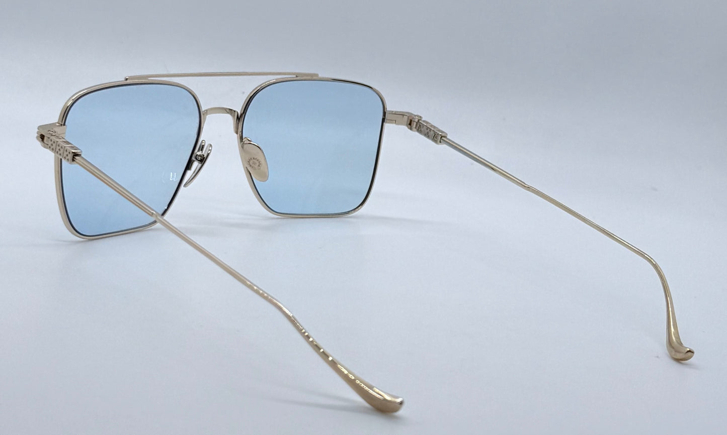Chrome Hearts AM Gold Plated – Solid Light Blue Lenses – Deadstock Full Kit