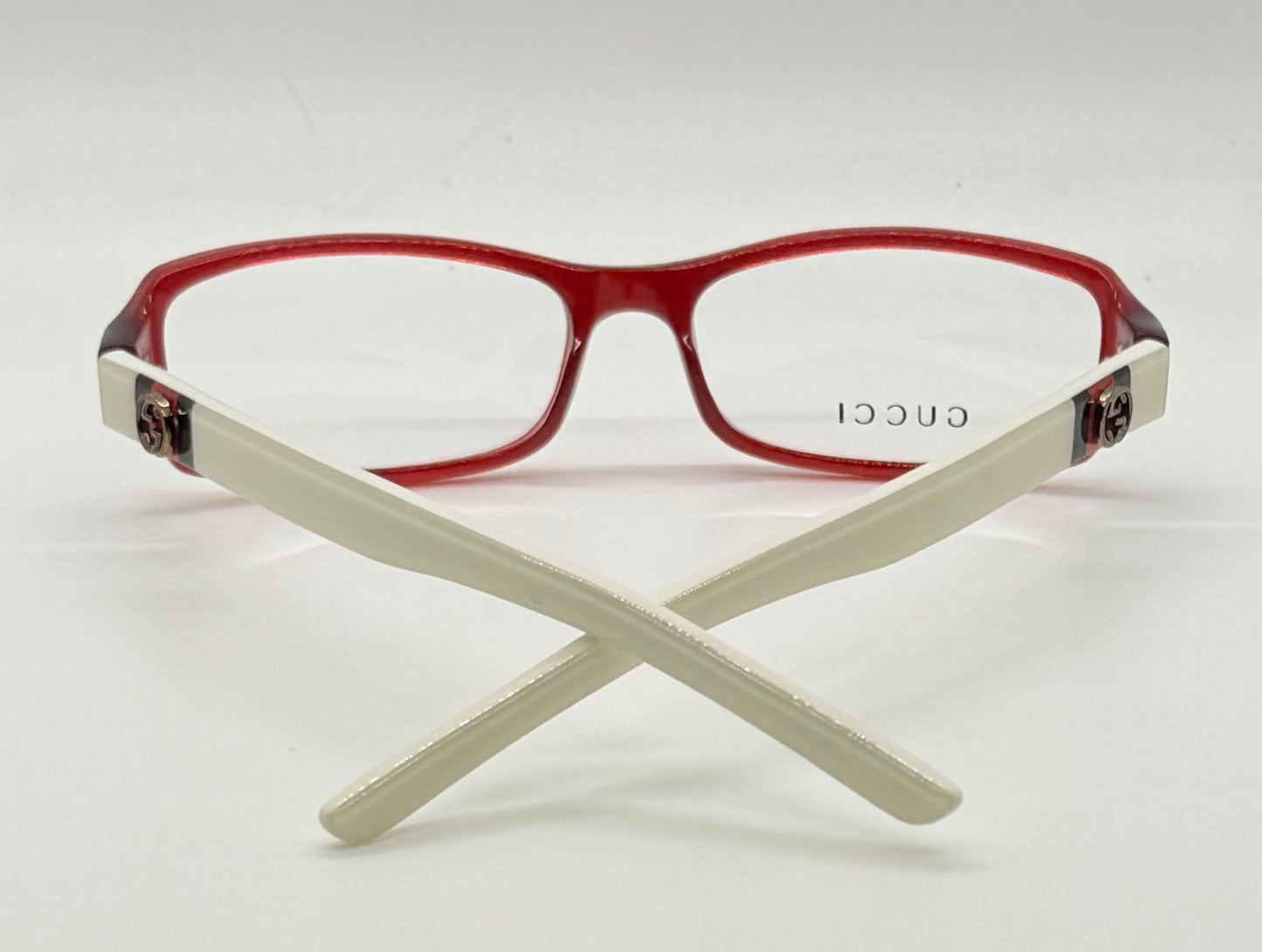 Gucci Gg 2568 Pr6 Red & Ivory Rectangular Eyeglasses-Vintage|Deadstock-Italy
