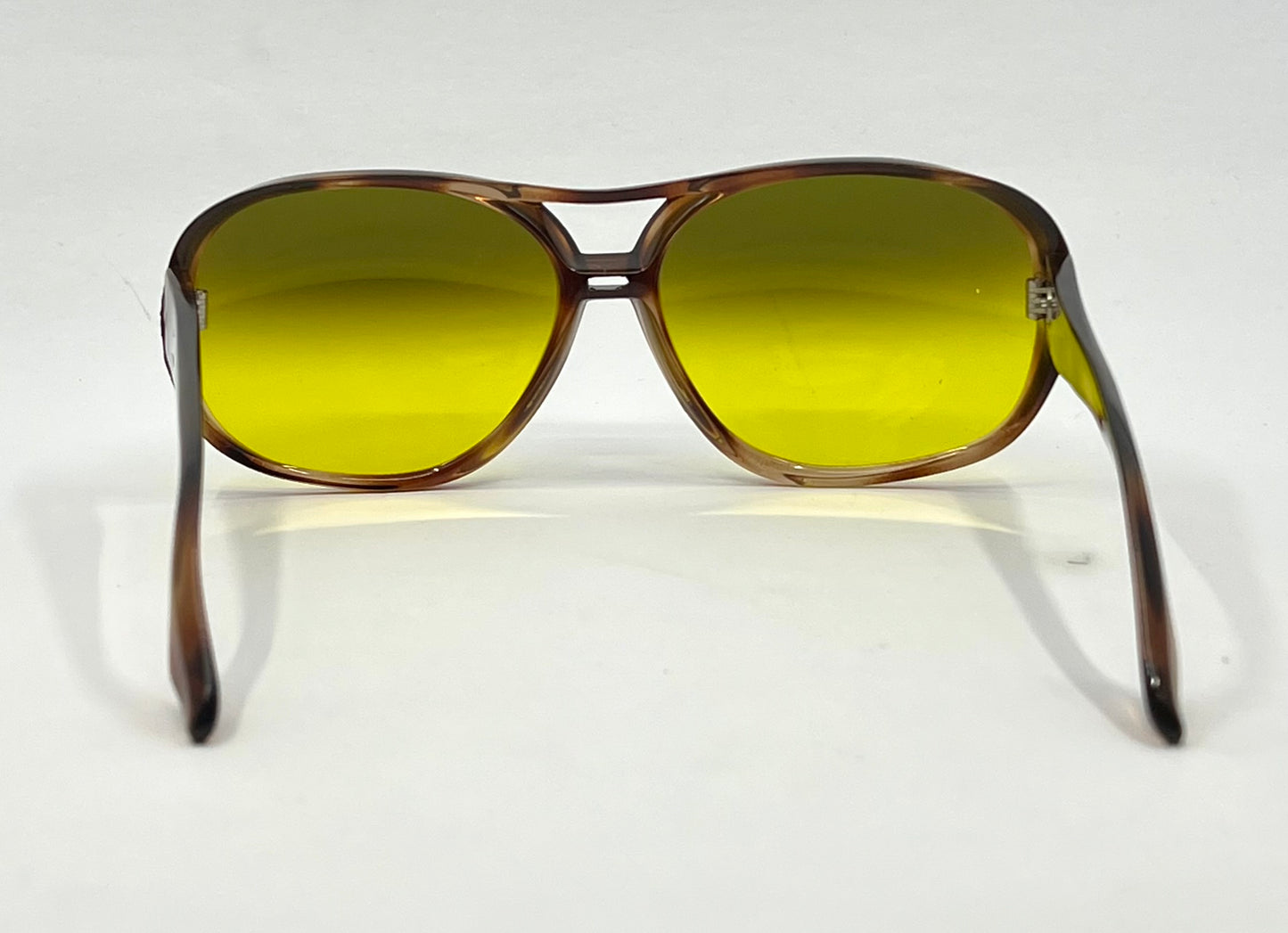 1970s Oversized Aviator Sunglasses Mineral Crystal Grey/Yellow Gradient Mirror Lenses
