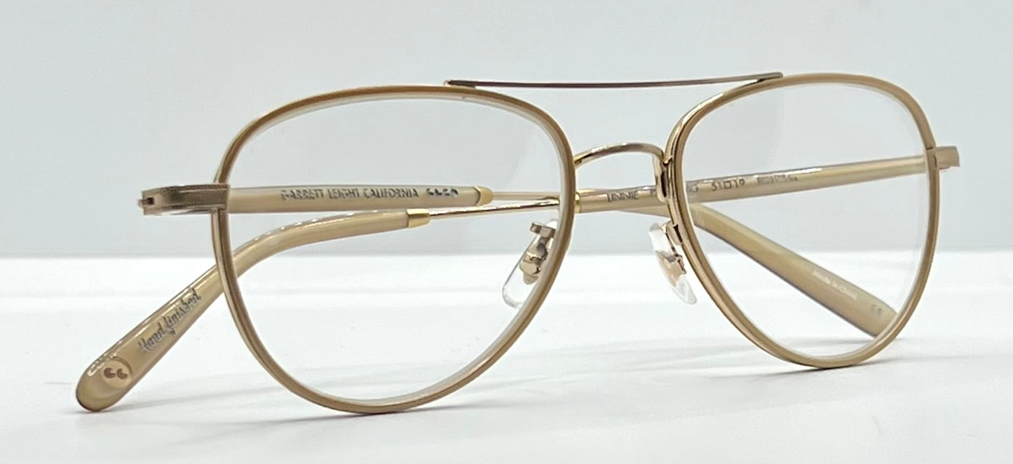 Garrett Leight Linnie PLBGE-MG Pearl Beige Matte Gold 51-19 Eyeglasses – Full Kit, New