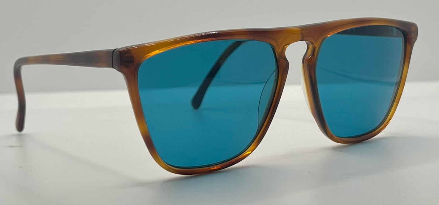 Gianni Versace 420 Vintage Sunglasses-Dark Amber Honey Frame w/New, Custom Aqua Lenses-Unworn