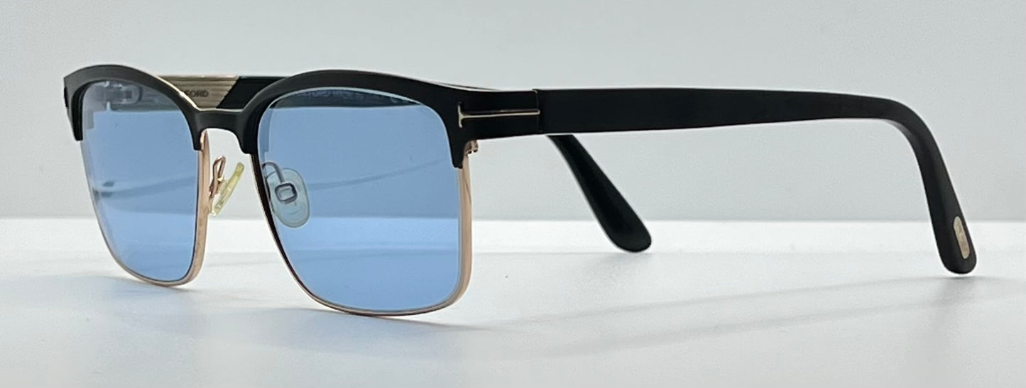 Tom Ford TF5323 002 Black/Gold Sunglasses w/New Blue Custom Lenses-New/Unworn-Full Kit