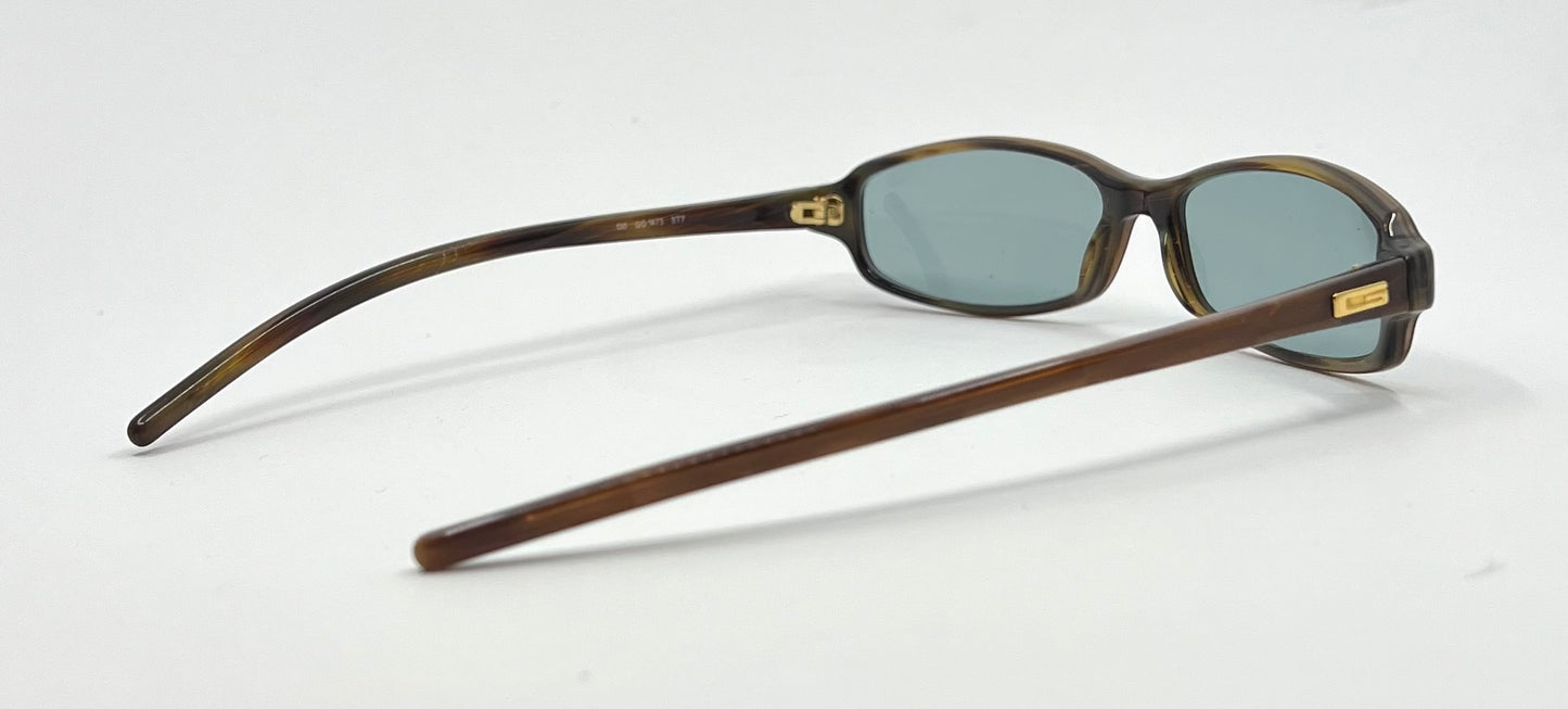 Gucci GG1473 5Y7 Y2K Vintage Sunglasses w/NewSolid Aquamarine Custom Lenses