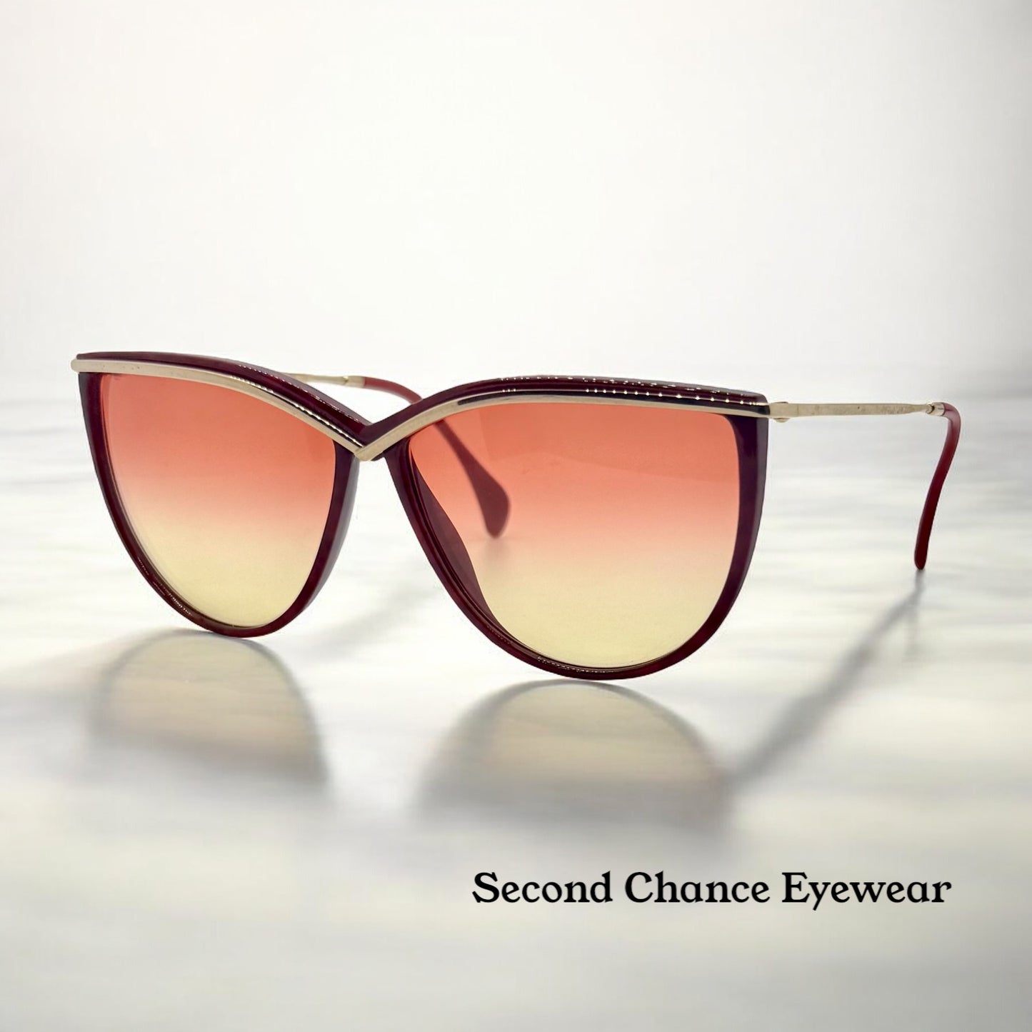 Silhouette SPX M 1703 C1349 Vintage CAT EYE Sunglasses w/New Red to Yellow Gradient Custom Lenses-60mm