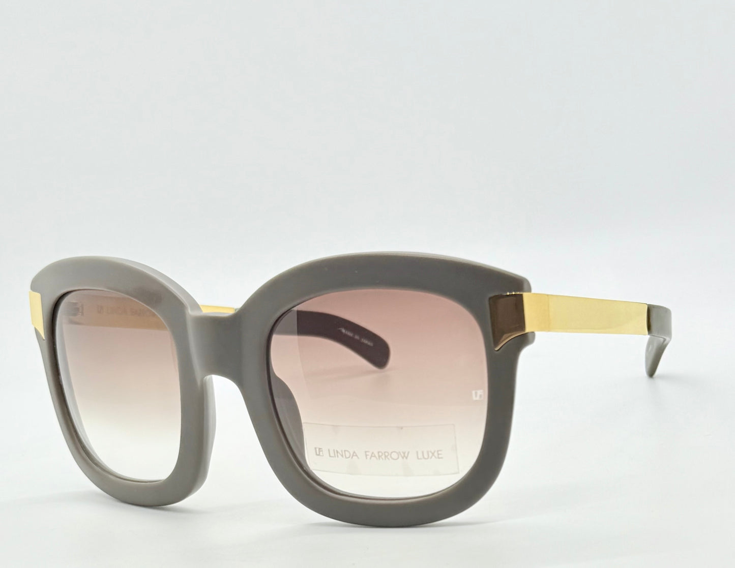 Linda Farrow Luxe LFL/1/6 Grey Gold Oversized Sunglasses Japan Deadstock Kit