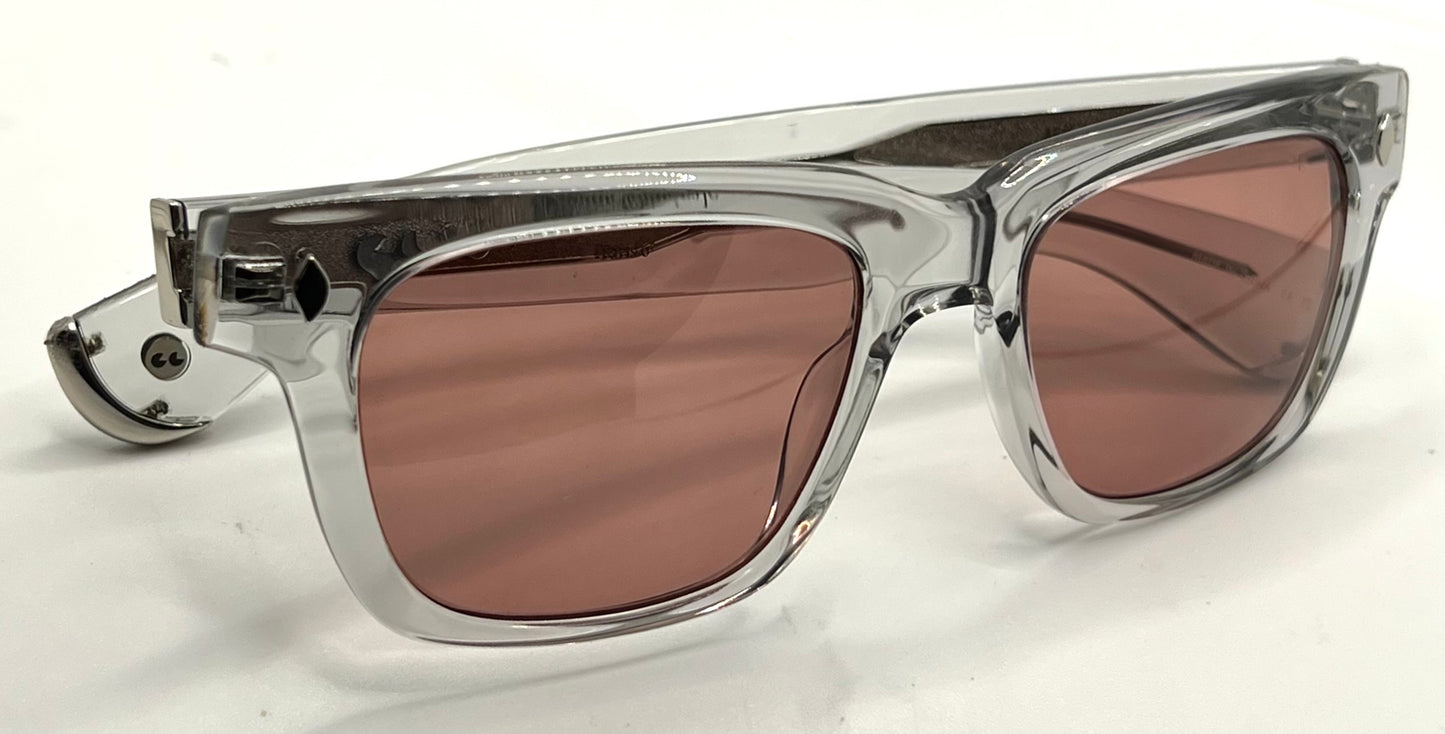 Garrett Leight x Officine Générale OGX Crystal w/New, Solid Rose Custom Tinted Lenses