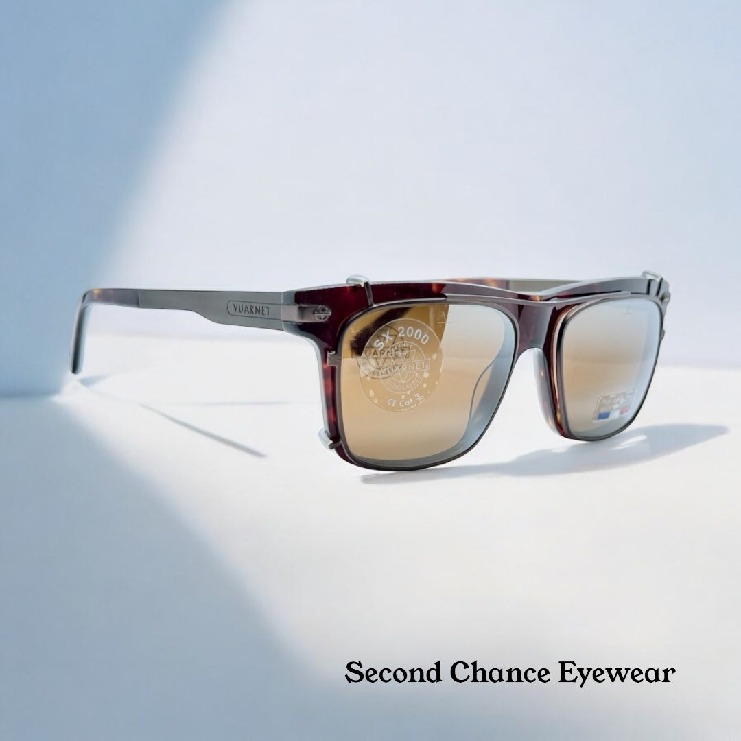 Brand New/Unworn Vuarnet VL1404 0002 Sunglasses – Dark Tortoise with SX2000 Clip-On Lenses