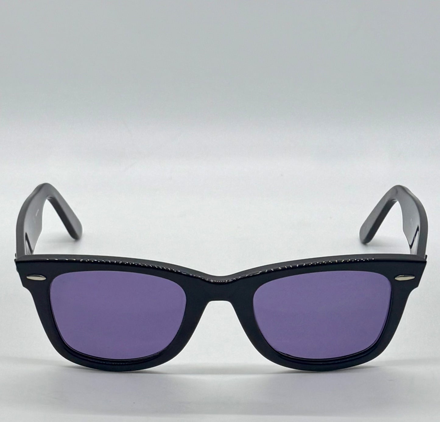Ray-Ban RB5121 2000 Wayfarer Black w/ New Light Purple Custom Lenses–Full Kit