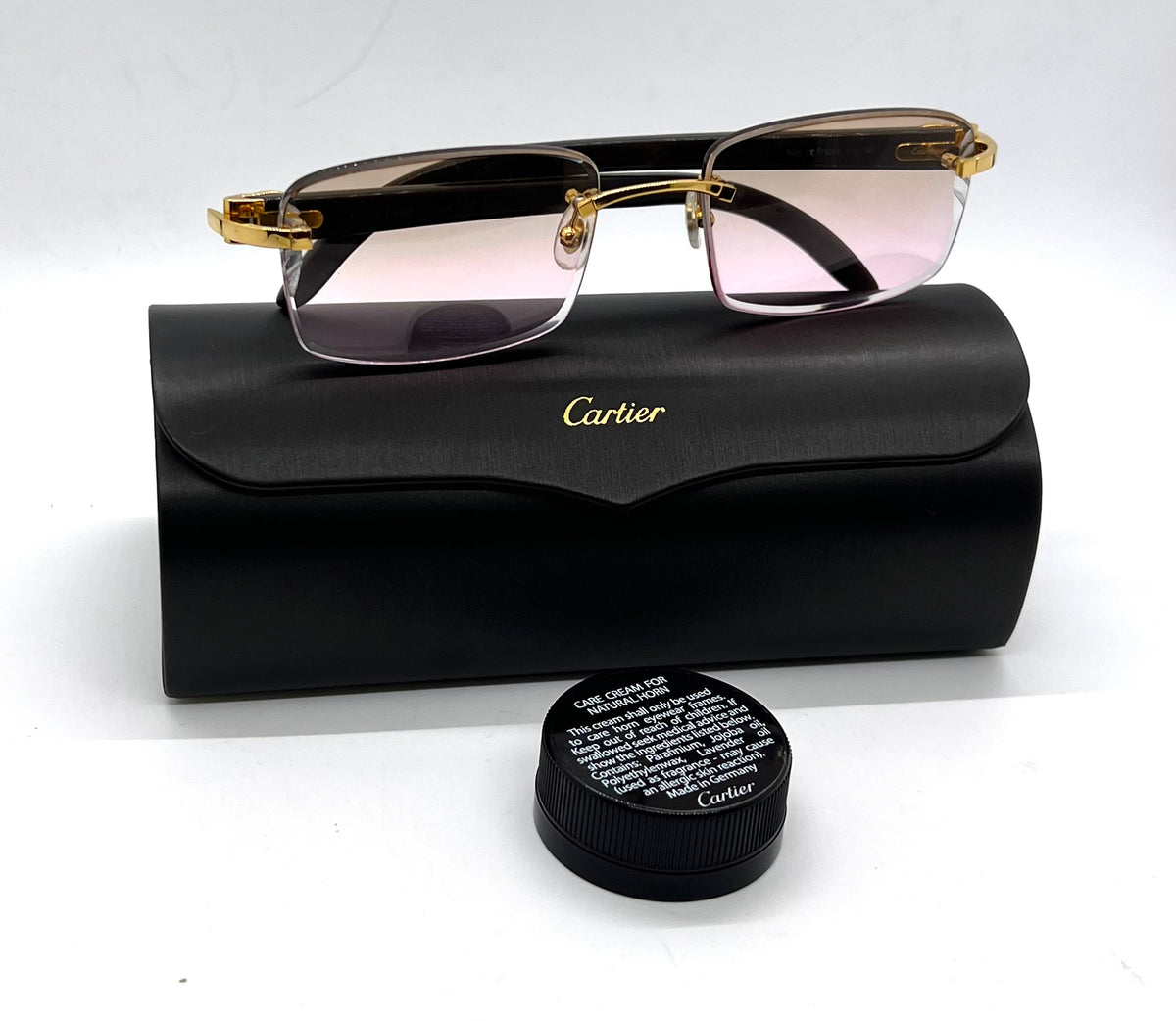 Cartier CT0046O Gold/White Horn Buffs-New Custom Transition Lenses-Full Kit