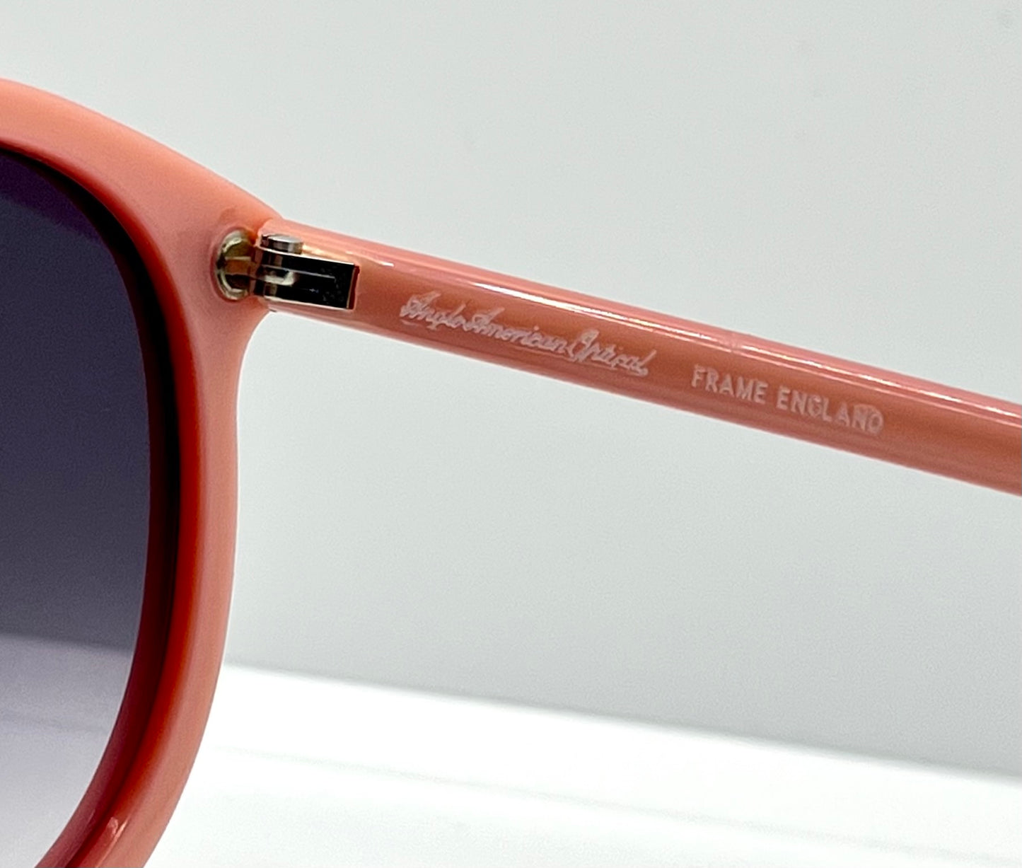 Anglo American Optical MOD.151 Vintage Round Sunglasses-Peach Frame-Gradient Lenses