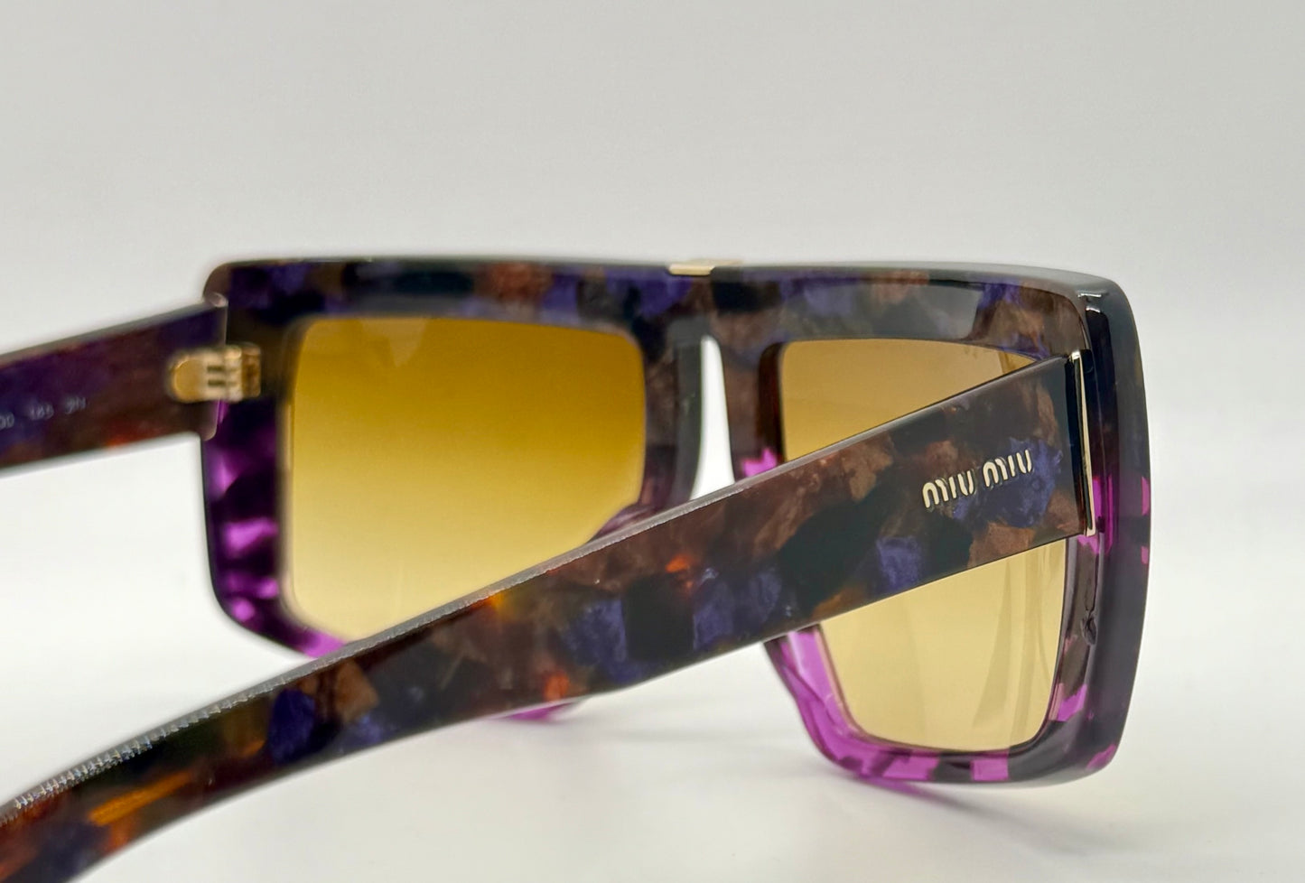 Miu Miu Smu 05O Vintage Sunglasses-Marbled Purple Amber Frame-Italy-55Mm