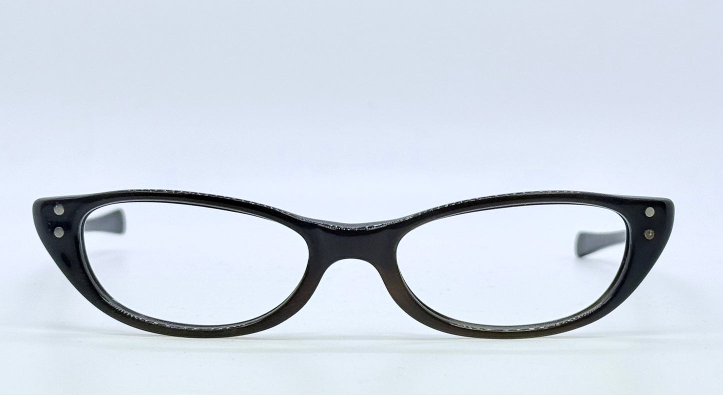 Vintage American Optical Cat-Eye Glasses-1950s/1960s Black & Brown Acetate Frame