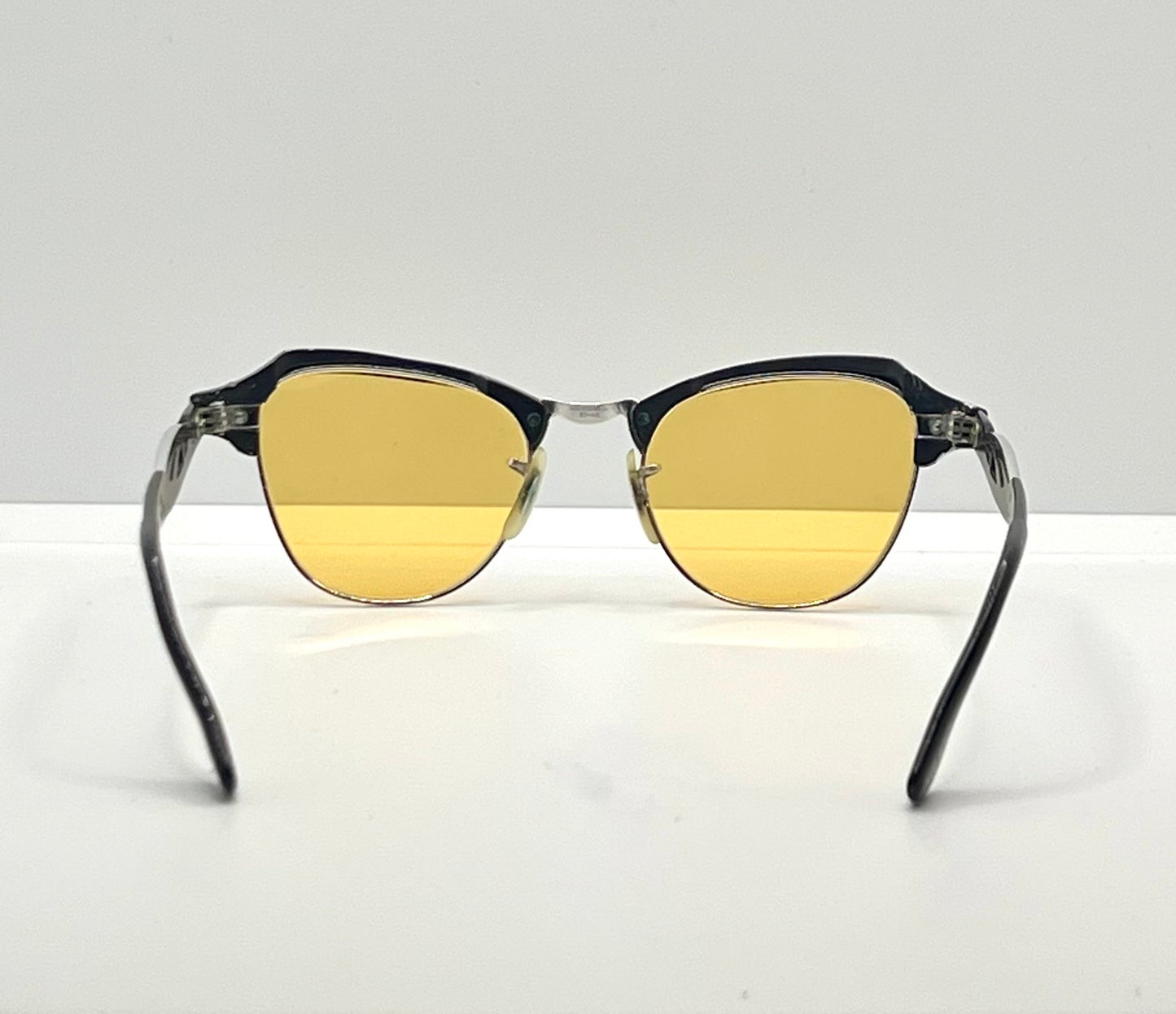 B&L 1/10 12K GF 20-46 Clubmaster-Style Vintage Sunglasses w/New, Custom Solid Persimmon Lenses