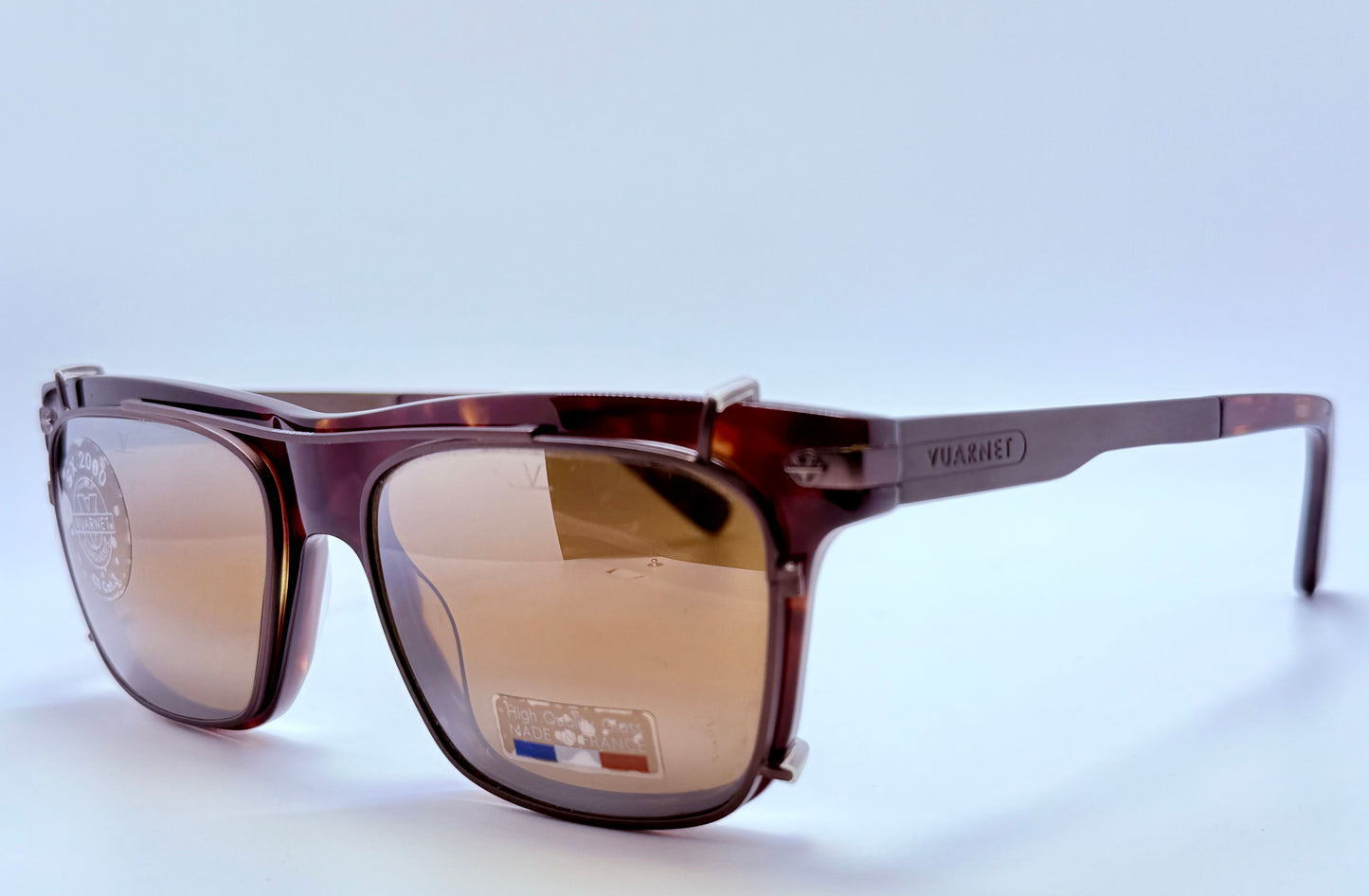 Brand New/Unworn Vuarnet VL1404 0002 Sunglasses – Dark Tortoise with SX2000 Clip-On Lenses