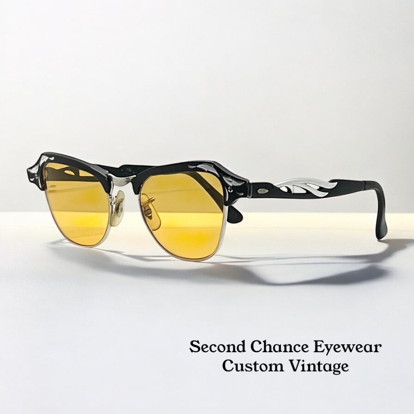 B&L 1/10 12K GF 20-46 Clubmaster-Style Vintage Sunglasses w/New, Custom Solid Persimmon Lenses