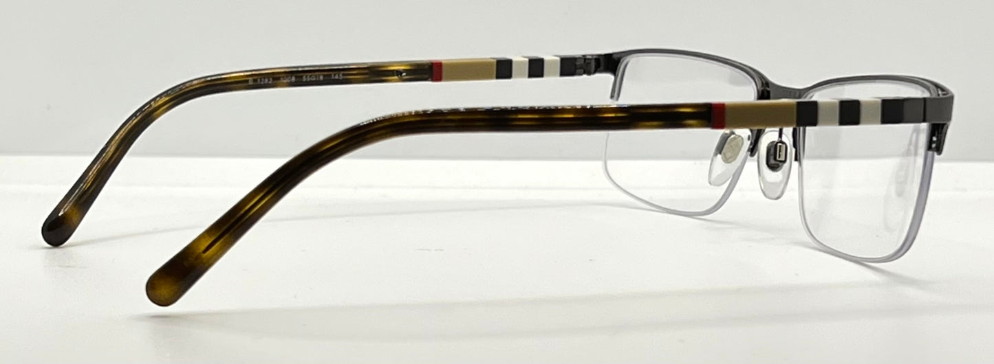 Burberry B1282 1008 Semi-Rimless Tortoise Glasses 55mm – Made in Italy