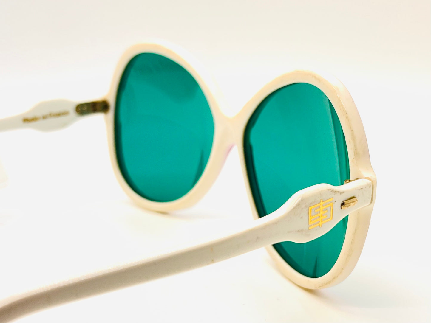 Vintage 1970s Emilio Pucci Sunglasses - Pearl White, Lavender Accents, Lagoon Green Lenses