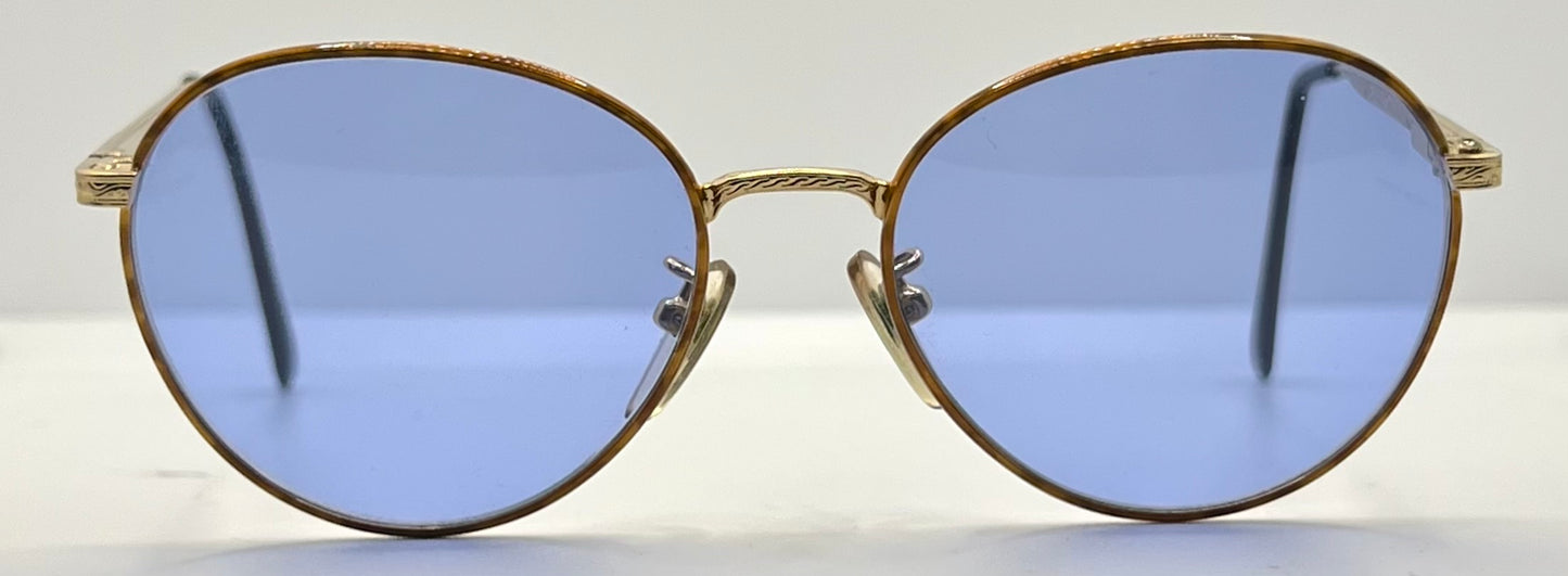 SEMESTER BLOND 081 Japan VINTAGE Sunglasses-Gold Frame w/New, Blue Custom Lenses