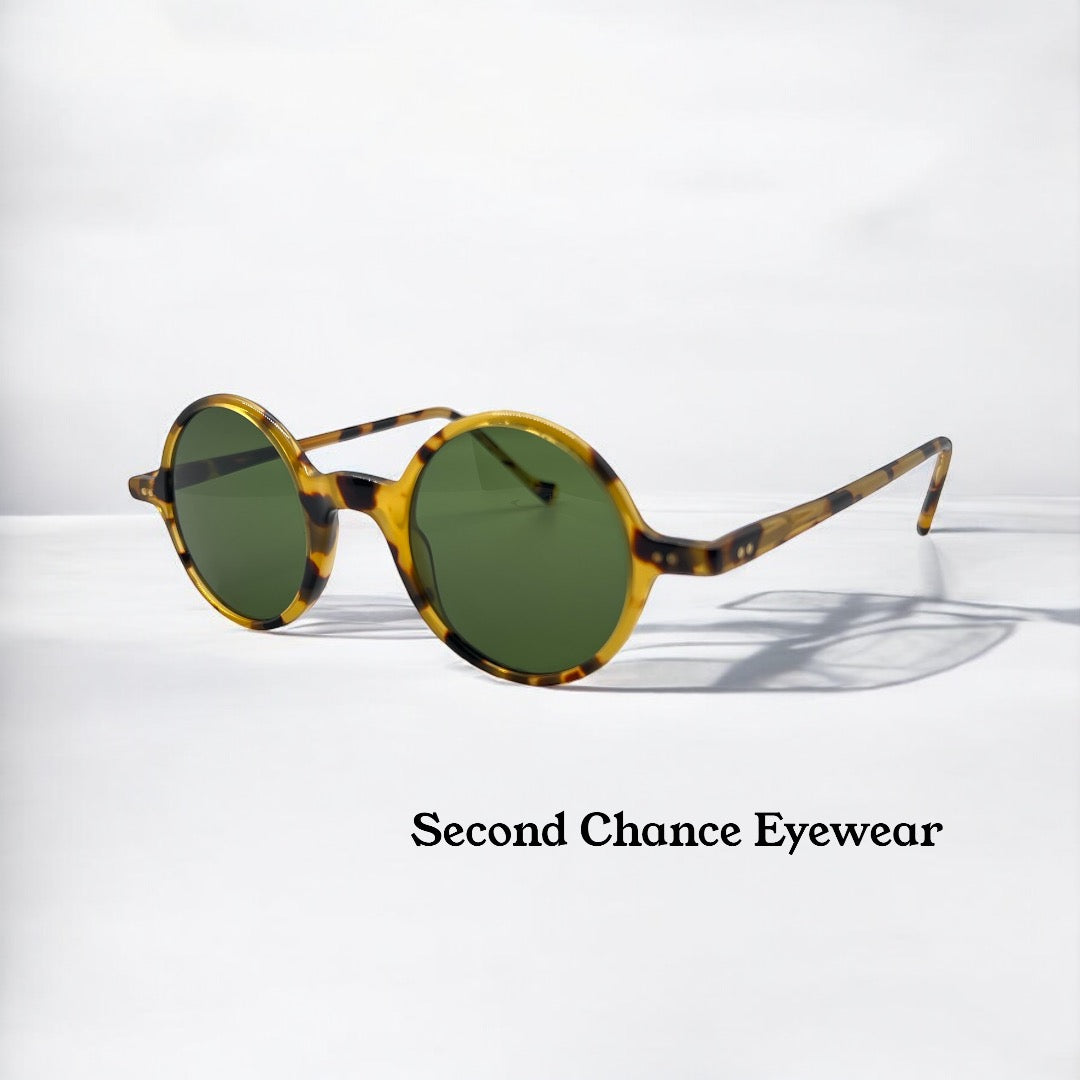Vintage 1950s Era-Blond Tortoise Rounds-New/Deadstock Sunglasses-France