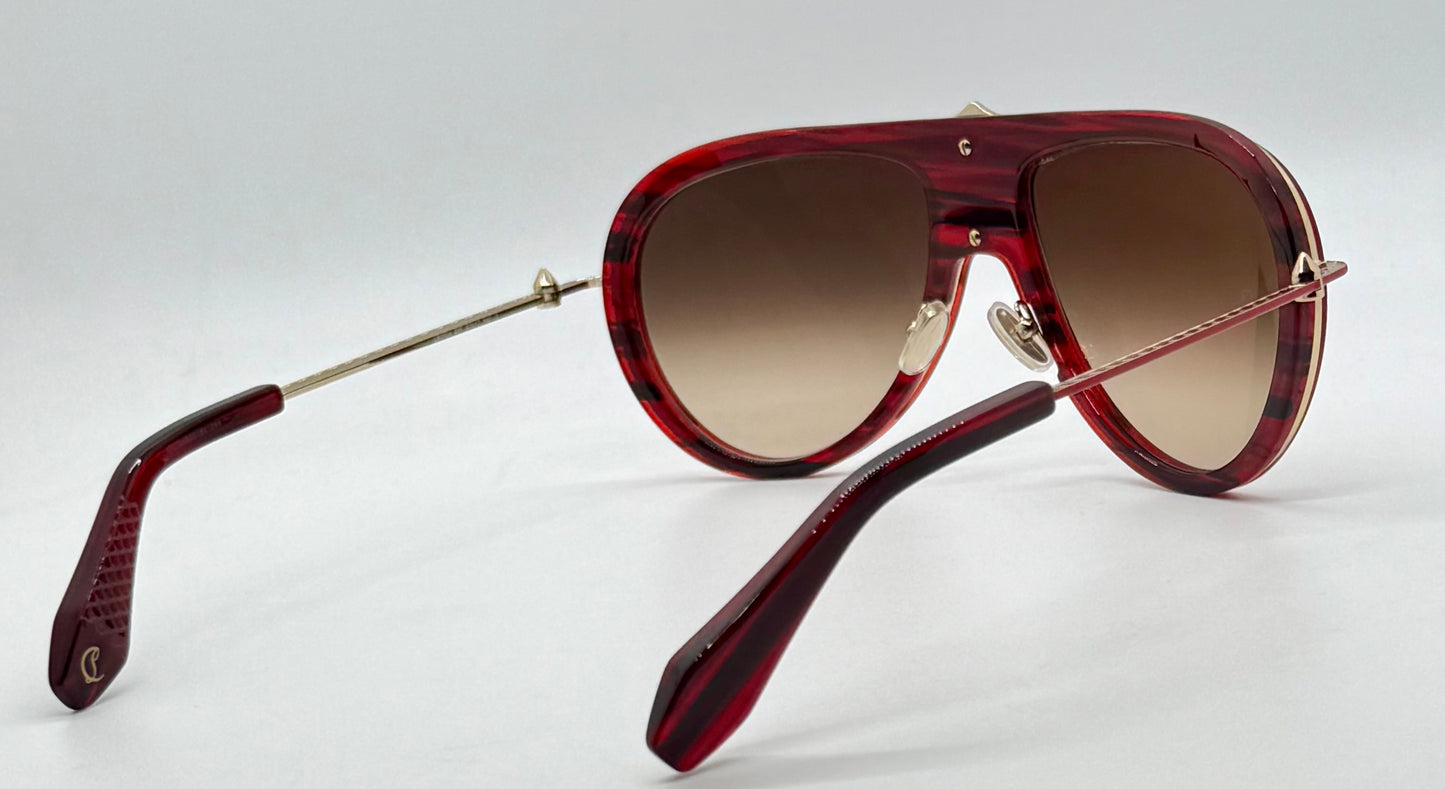Christian Louboutin Sunglasses-LB0004 68F Red/Gold-61mm-Zeiss Lenses-New/Unworn-Italy