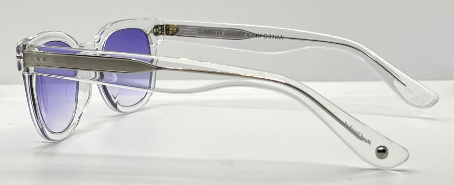 Garrett Leight Canter CR Crystal Sunglasses w/New Violet Fade Custom Lenses-47mm-New/Unworn