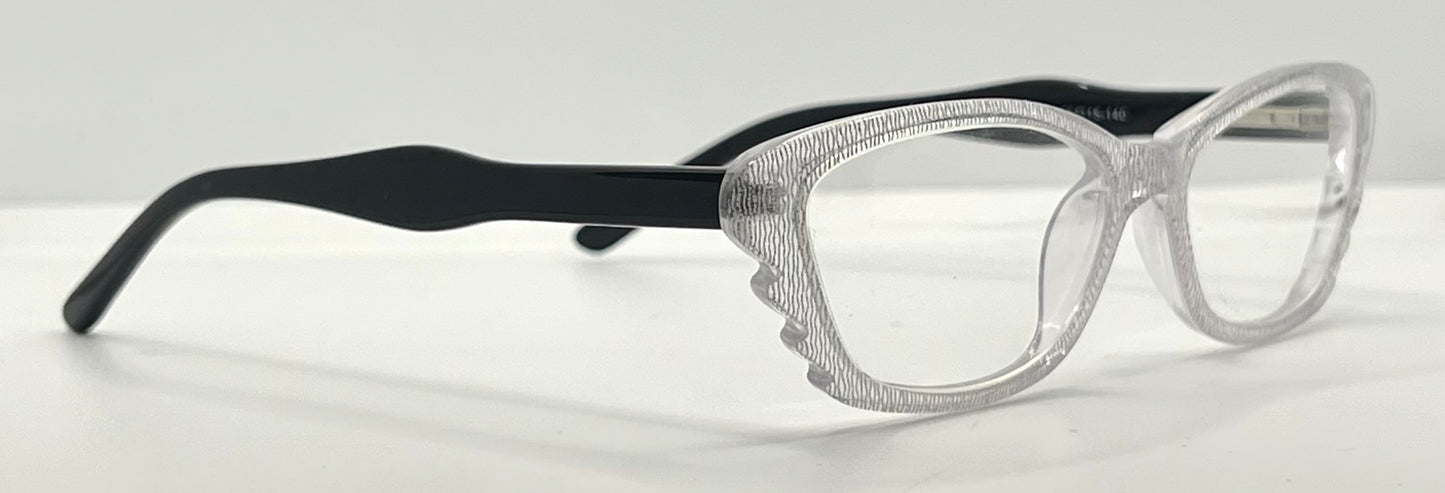 Menizzi MA3026 COL.01 Eyeglasses – Clear Textured / Black Temples – 50mm