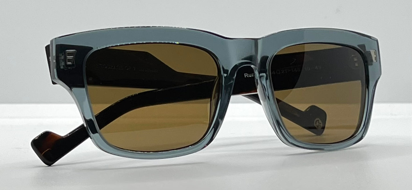 Entourage of 7 Runyon 10-49 Sunglasses-Made in Japan-Transparent Slate Blue/Tortoise-54mm-Full Kit