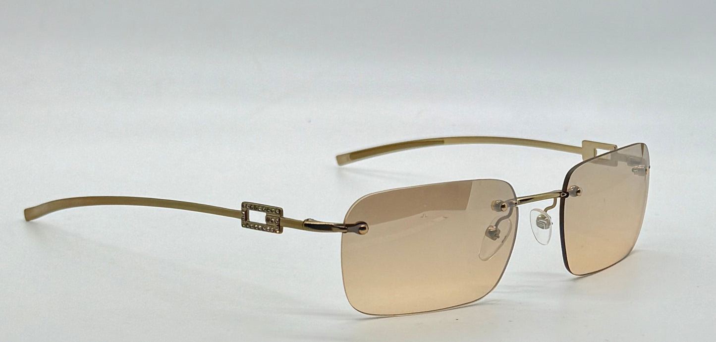 Gucci GG1777/S Strass Rimless Shield Sunglasses Gold/Brown 51mm-VINTAGE/UNWORN