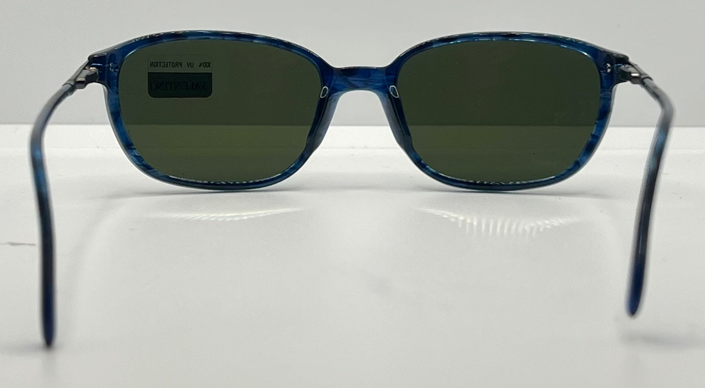 Valentino V708 649 – Sapphire Blue Vintage Sunglasses–NOS-Spring Hinges-Italy