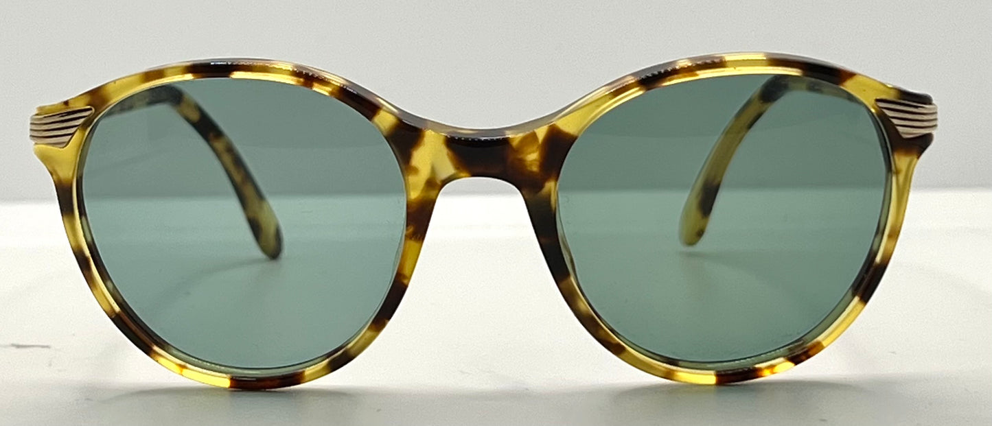 Yves Saint Laurent 5024 Tortoise Vintage Sunglasses w/New Solid Green Custom Lenses-Italy