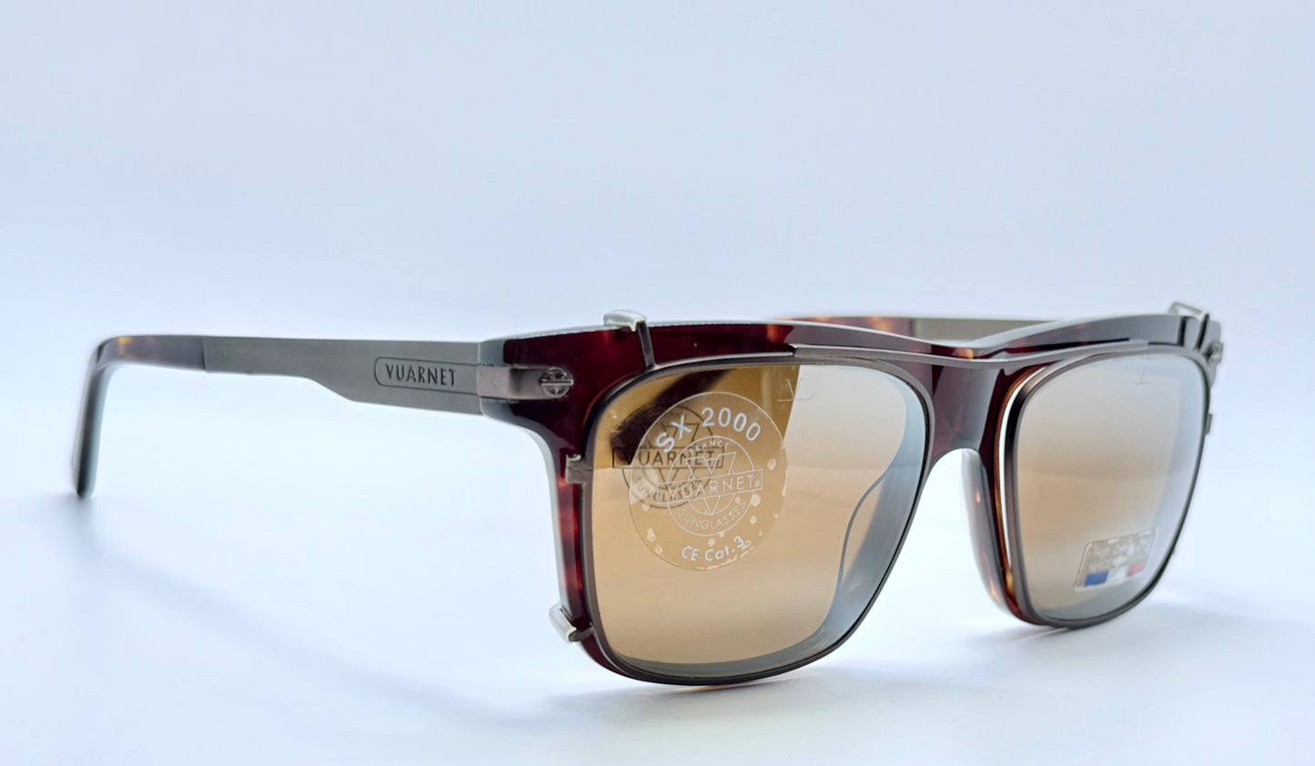 Brand New/Unworn Vuarnet VL1404 0002 Sunglasses – Dark Tortoise with SX2000 Clip-On Lenses