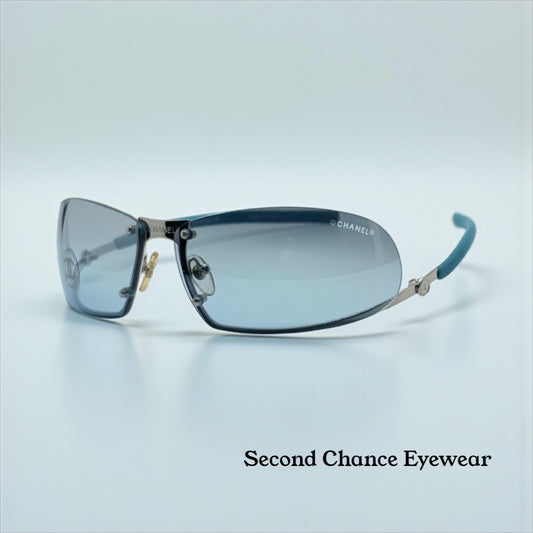 CHANEL C232-7H Rimless Shield Sunglasses Turquoise Melanin Lens-Deadstock