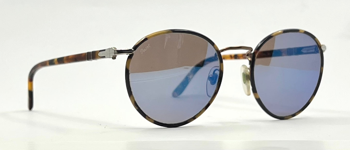 Persol 2422-S-J 1065/04 Brass & Tortoise Round Vintage Sunglasses – Made in Italy