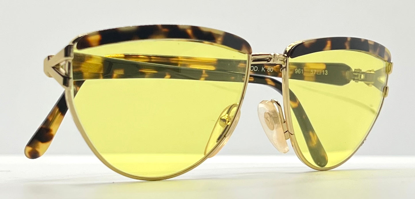 Kador MOD. K 80 Vintage Italian Sunglasses w/New Yellow Custom Lenses-57mm