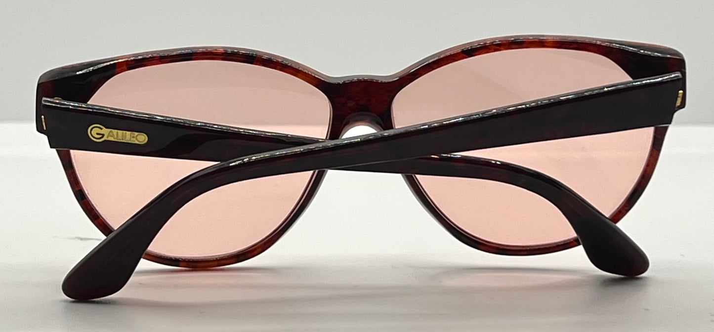 Galileo PLD-14 Vintage Sunglasses w/New, Pink Tint Custom Lenses-57mm-Italy-Unworn