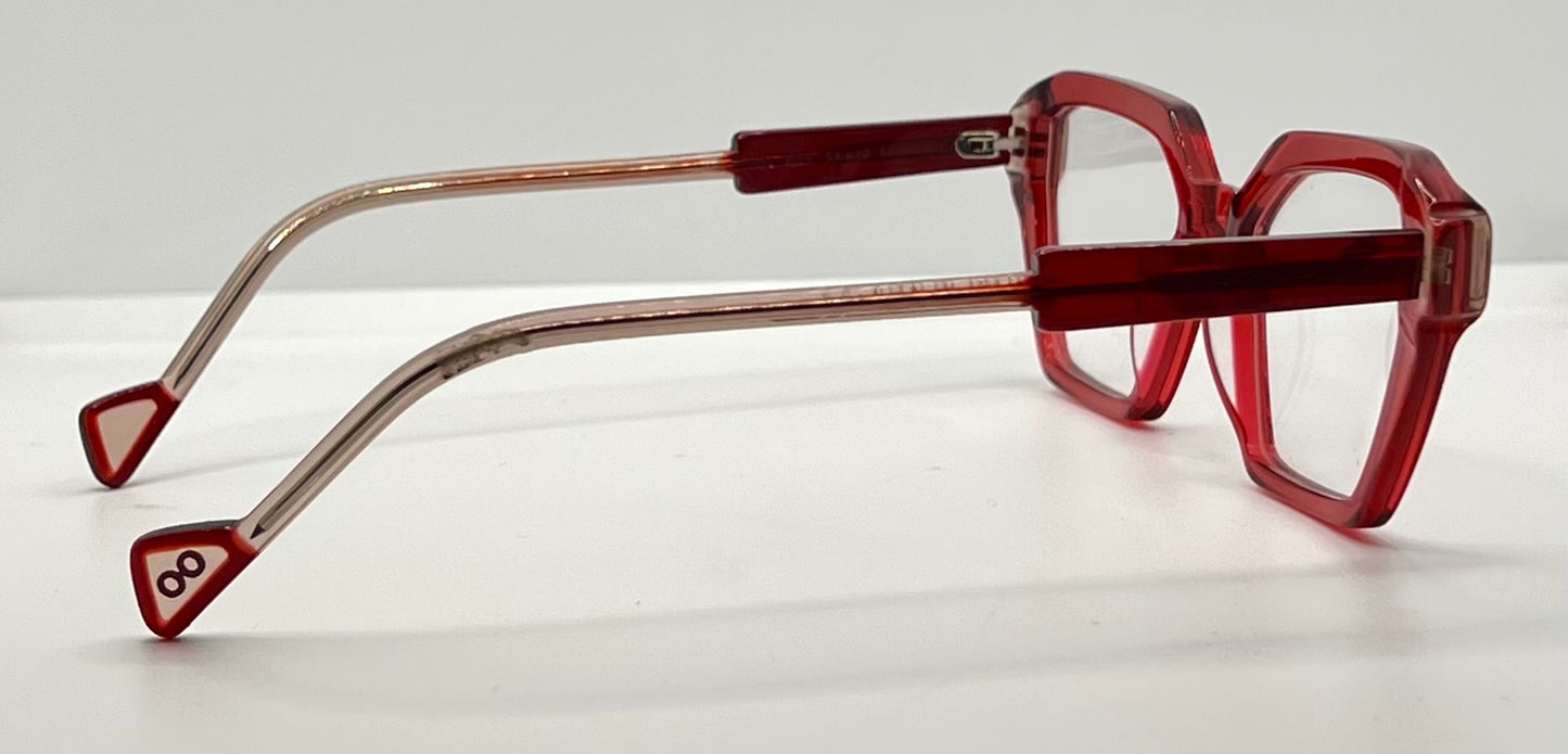 Esse Due ORTI Red Geometric Acetate Eyeglasses 53mm – Handmade in Italy – New Unworn
