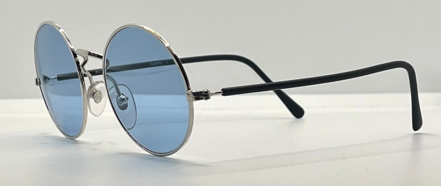 Armony- Olimpic 1 -Round Vintage Sunglasses w/New Sky Blue Custom Gradient Tinted Lenses