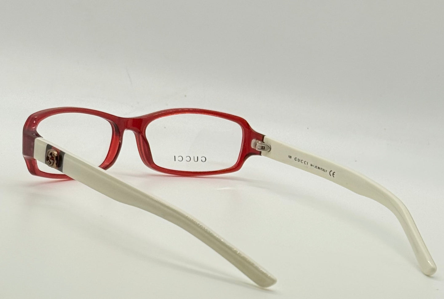 Gucci Gg 2568 Pr6 Red & Ivory Rectangular Eyeglasses-Vintage|Deadstock-Italy