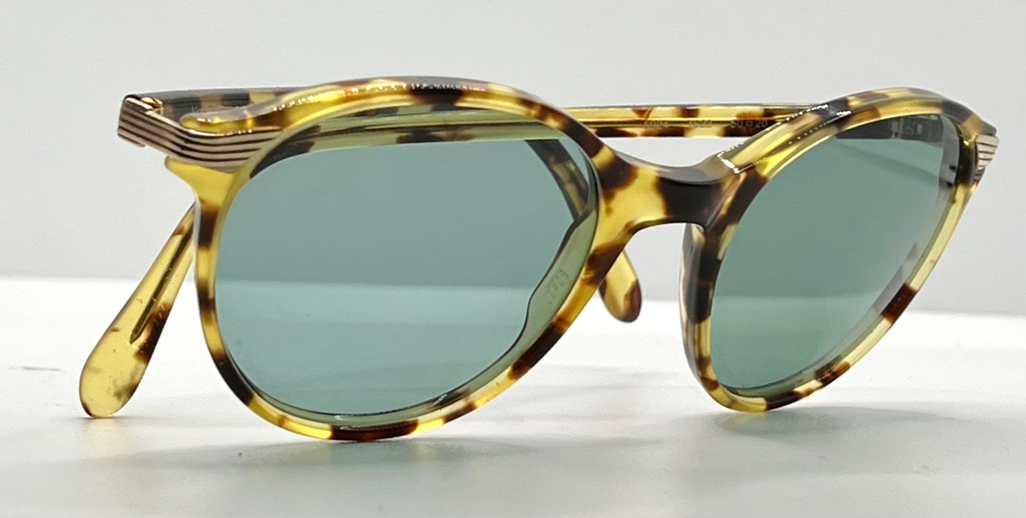 Yves Saint Laurent 5024 Tortoise Vintage Sunglasses w/New Solid Green Custom Lenses-Italy