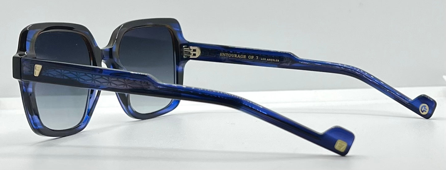 Entourage of 7 “Ravenna” Blue Havana Gradient 51mm Sunglasses-Made in Japan-New/Unworn -Full Kit
