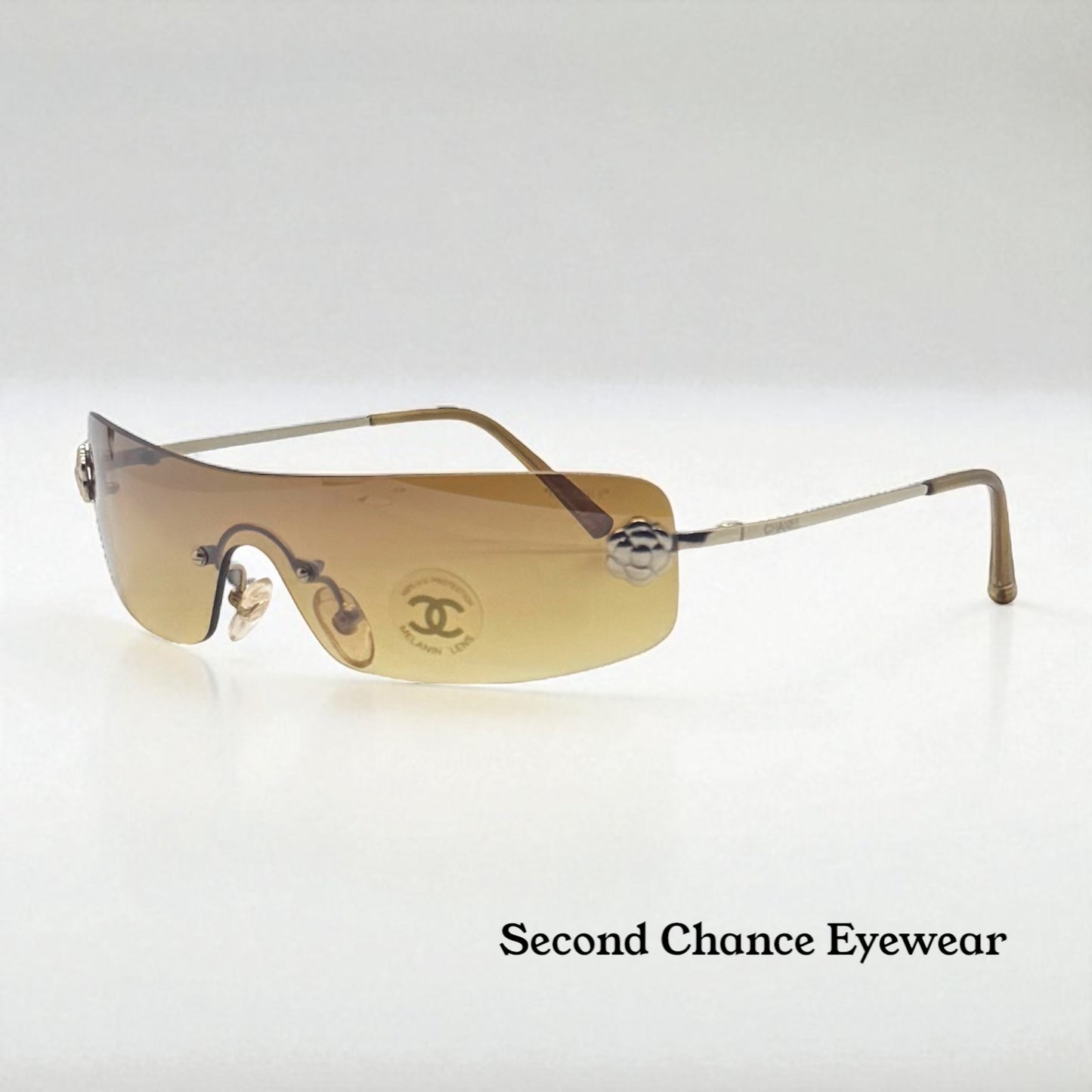 CHANEL 4086 C.125/73 Silver Shield Rimless Sunglasses – Vintage Deadstock – Made in Italy