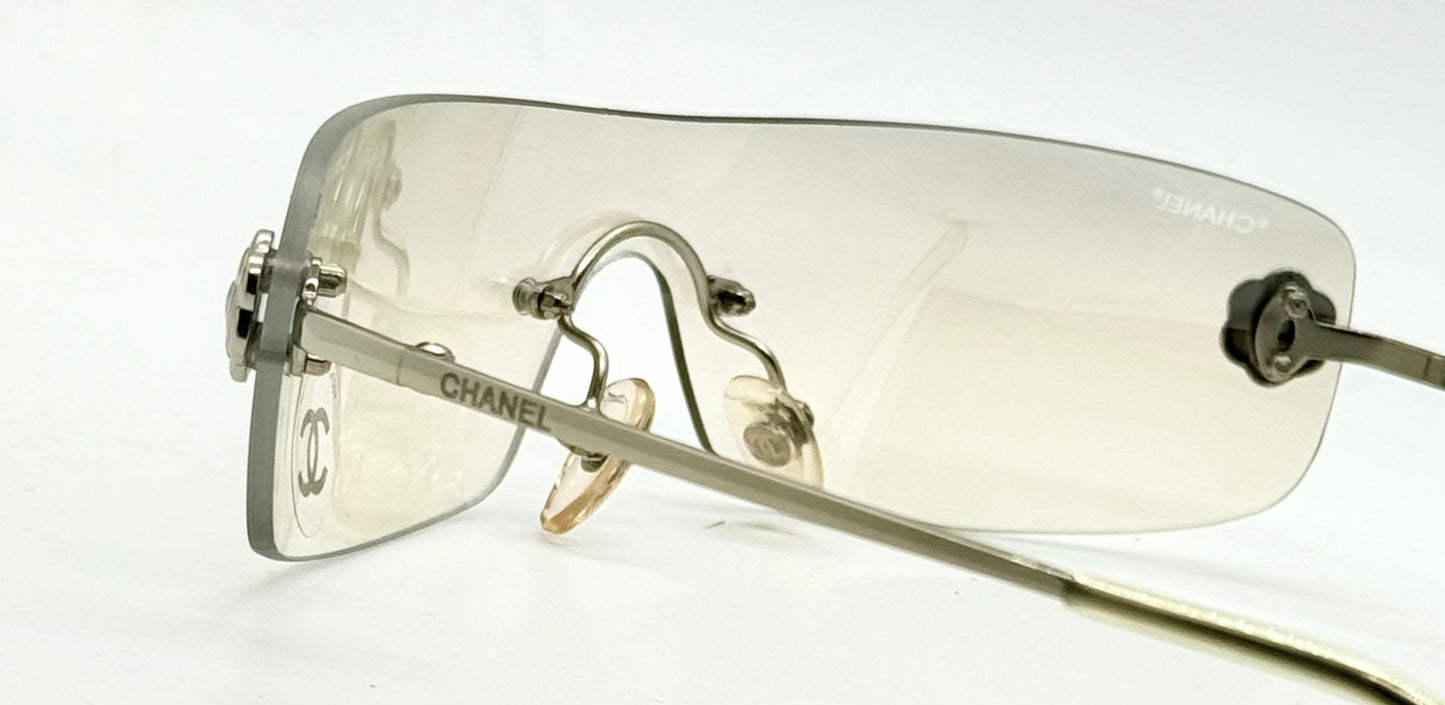 Chanel 4086 C.124/6Y Vintage Shield Sunglasses – Deadstock/Unworn-Camellia Silver