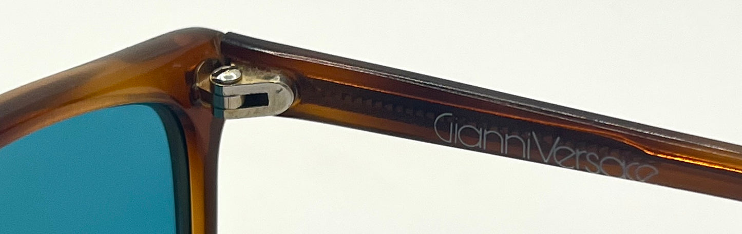 Gianni Versace 420 Vintage Sunglasses-Dark Amber Honey Frame w/New, Custom Aqua Lenses-Unworn