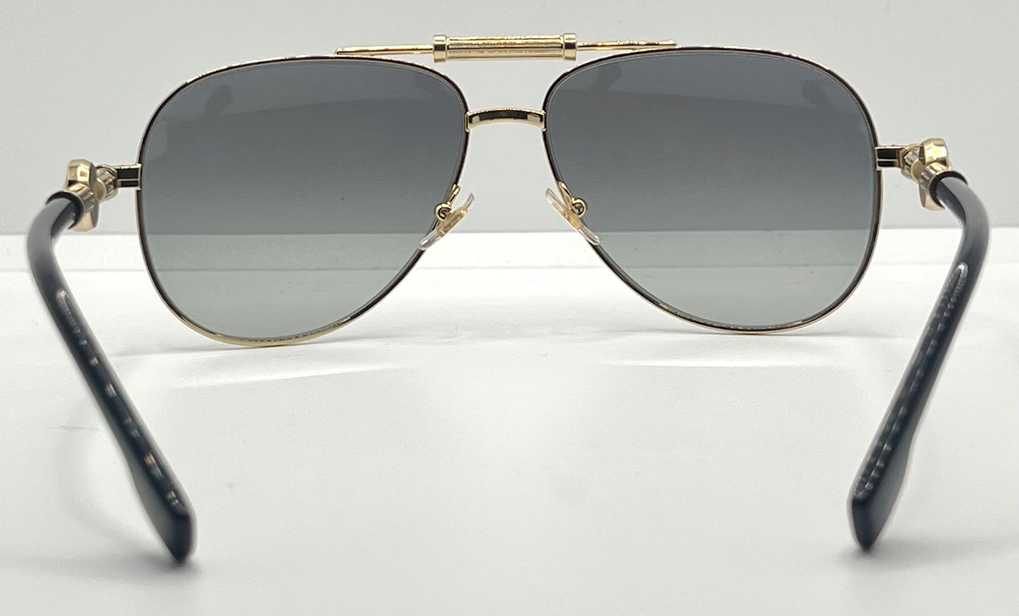 Versace 2236 1002/11 Gold Black Aviator Sunglasses Grey Gradient Made in Italy NOS