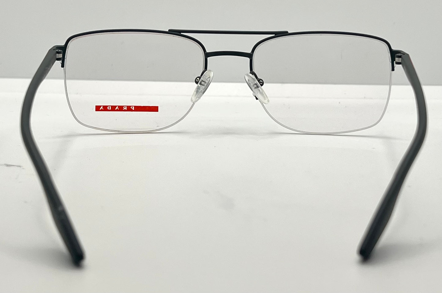 Prada VPS 51M 55-19-145 Black Red Half-Rim Glasses Made in Italy-New