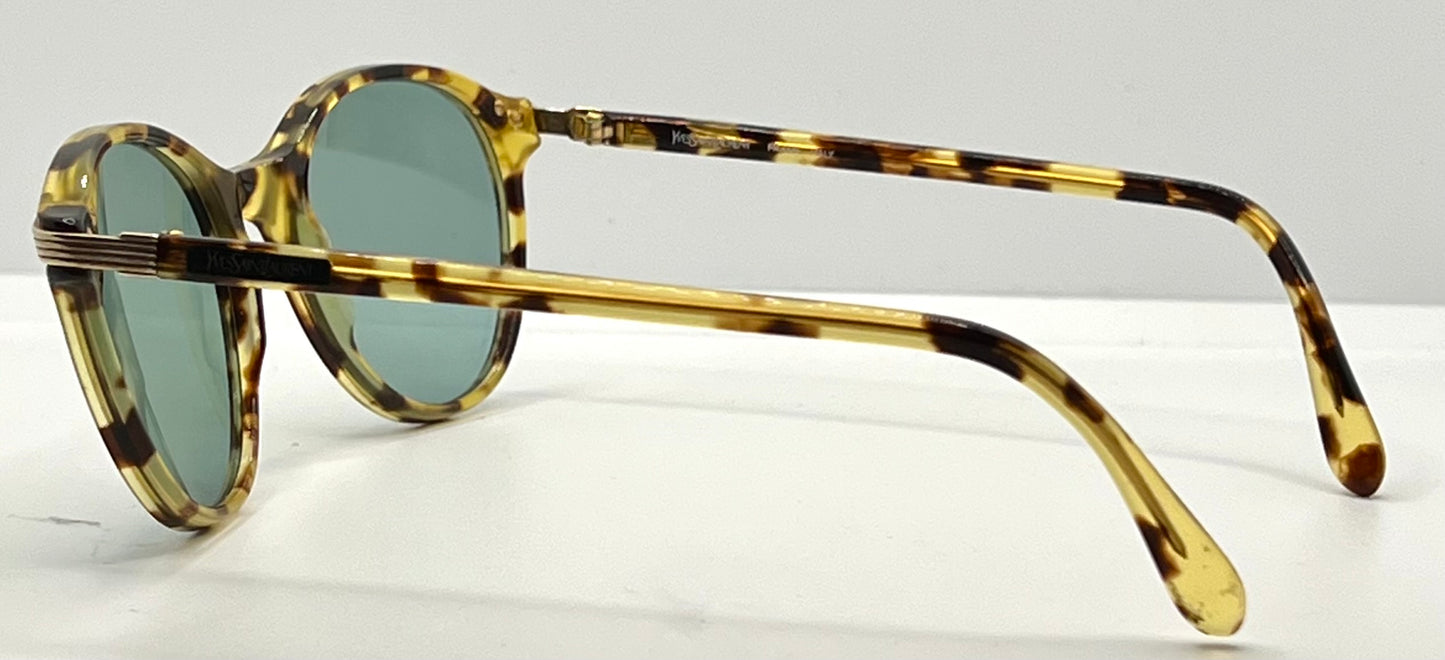 Yves Saint Laurent 5024 Tortoise Vintage Sunglasses w/New Solid Green Custom Lenses-Italy