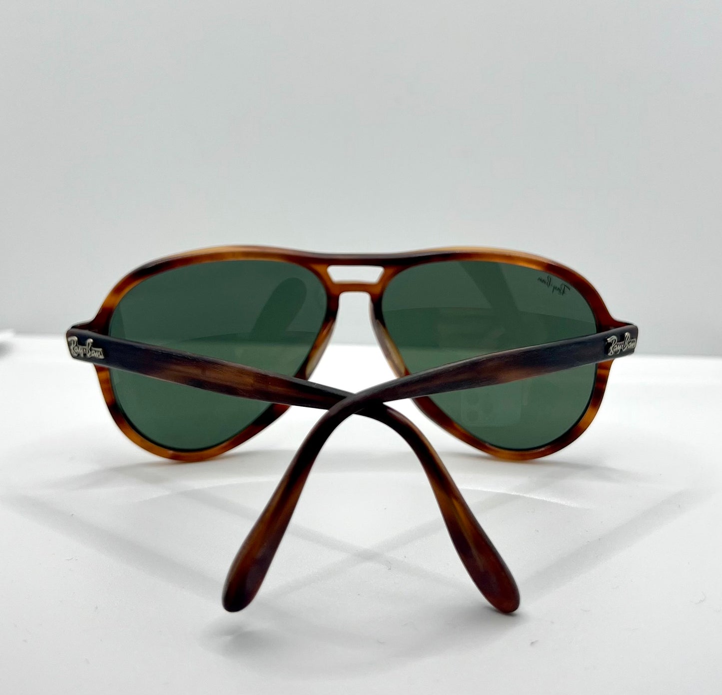B&L Ray-Ban Vagabond Vintage Sunglasses 58mm-Tortoise Aviator-Etched B&L Lenses