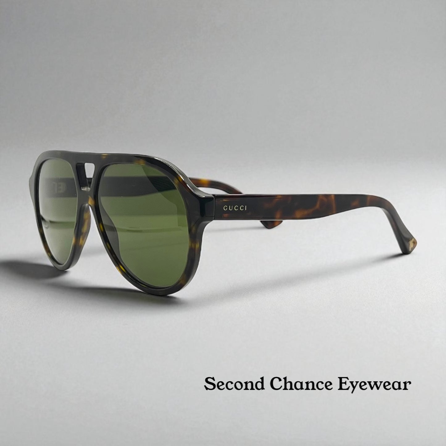 GUCCI GG0759S 002-Dark Havana Pilot Sunglasses-Optyl-Bee Detail-Full Kit-56mm