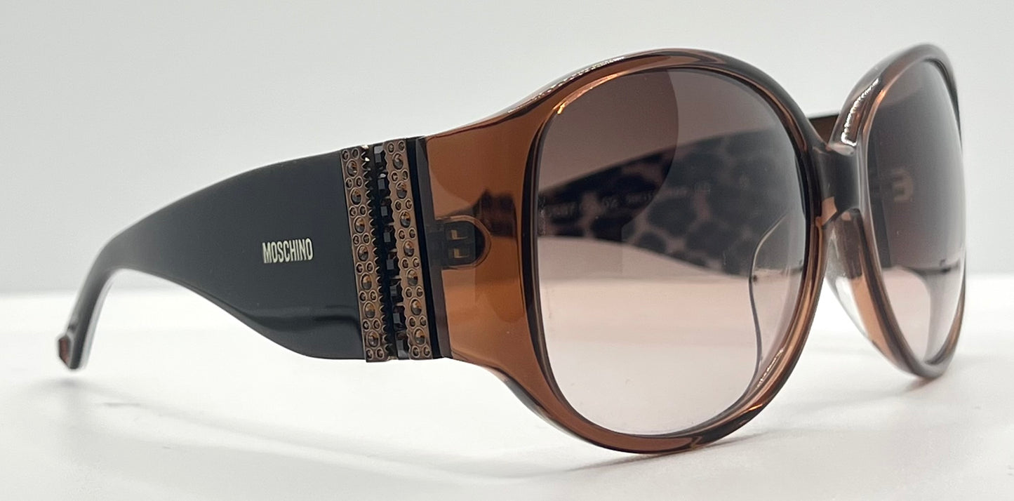 Moschino MO587 02 Y2K Vintage Wrap Sunglasses-Studded Leopard-59mm– Deadstock/Unworn-Full Kit